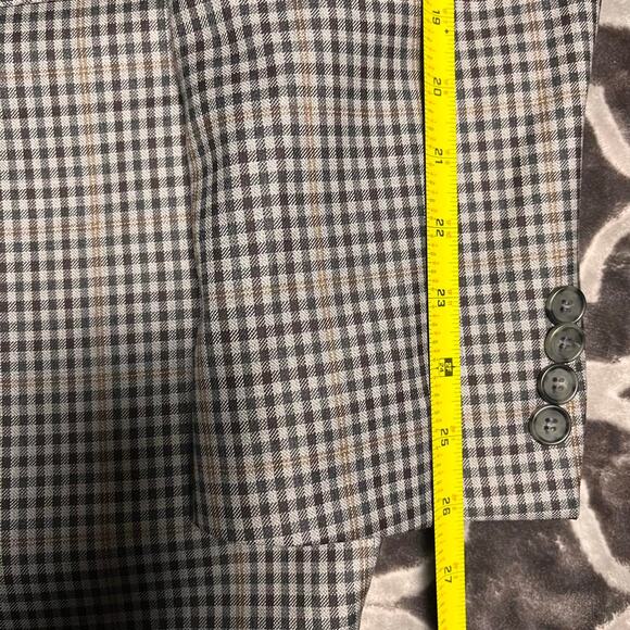 Cremieux Loro Piana Wool Blazer Men's 44L Black Brown Small Check Plaid Autumn - Picture 10 of 11